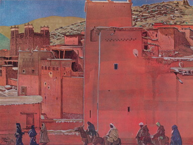 View full screen - View 1 of Lot 232. Les Kasbahs de l'Atlas. 1930. 30 planches. Un des 20 ex. H.C. (sous portefeuille). Très bel exemplaire..
