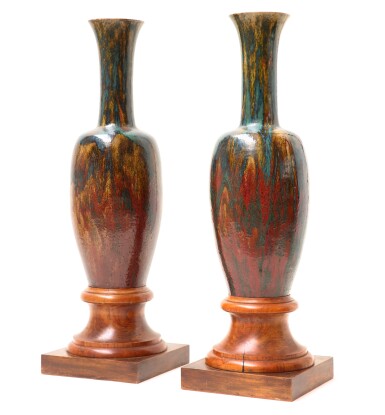 View full screen - View 1 of Lot 72. PIERRE-ADRIEN DALPAYRAT | A PAIR OF VASES, AFTER 1889 | PAIRE DE VASES, APRÈS 1889.