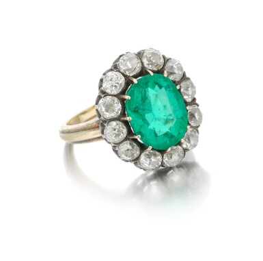 View full screen - View 1 of Lot 9. Emerald and diamond ring (Anello con smeraldo e diamanti), 1910.