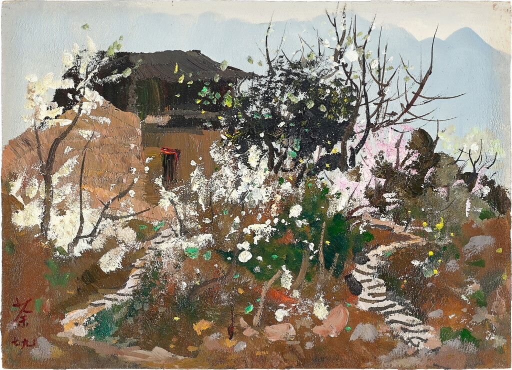 View full screen - View 1 of Lot 1523. Wu Guanzhong 吳冠中 | Spring over Sichuan mountains 蜀山春.