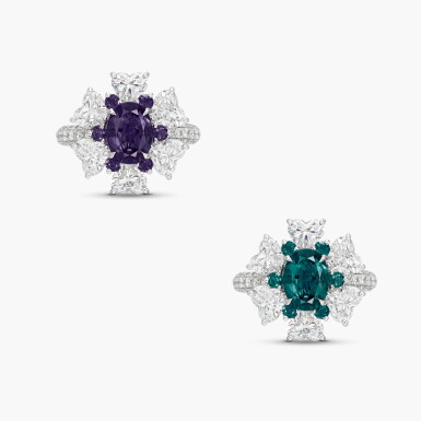 View full screen - View 1 of Lot 1484. Alexandrite and Diamond Ring | 1.53克拉 天然「巴西」未經處理亞歷山大變色石 配 鑽石 戒指.
