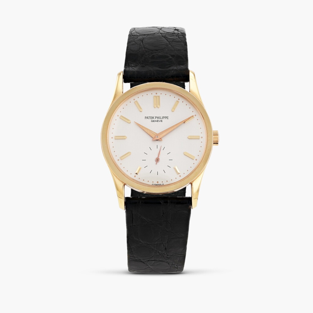View full screen - View 1 of Lot 354. Calatrava, reference 3796, pink gold wristwatch, circa 1990.