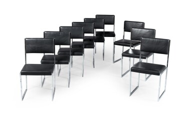 View full screen - View 1 of Lot 2023. XXth century work, Set of nine chairs, circa 2000 | Travail du XXe siècle, Suite de neuf chaises, vers 2000.