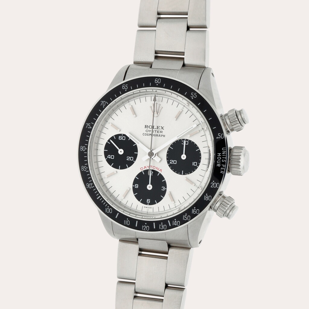 View full screen - View 1 of Lot 266. Daytona, Reference 6263 | A stainless steel chronograph wristwatch with bracelet restored by Rolex Atelier de Restauration | Made in 1982.