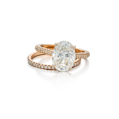 View full screen - View 1 of Lot 383. Diamond Ring and Band Ring.