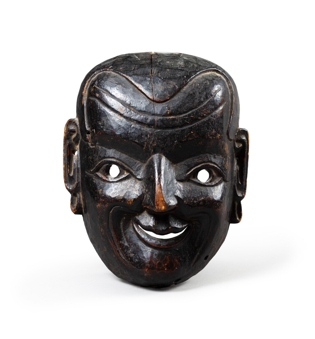View full screen - View 1 of Lot 105. A carved wood Monpa yak dance mask Arunachal Pradesh, India | 印度 阿魯納查邦 木雕門巴族犛牛舞面具.