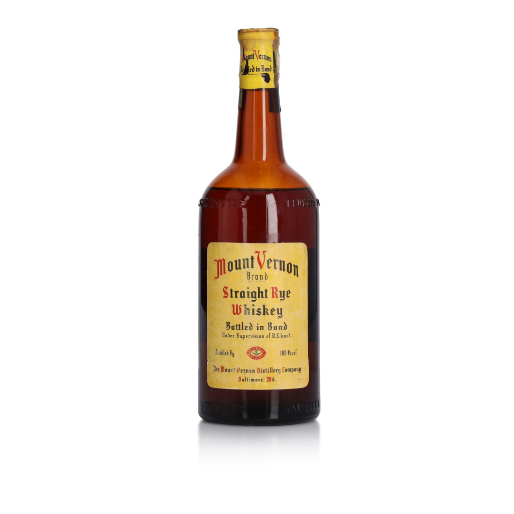 View full screen - View 1 of Lot 110. Mount Vernon Straight Rye Whiskey 100 Proof 1937 (1 Quart).