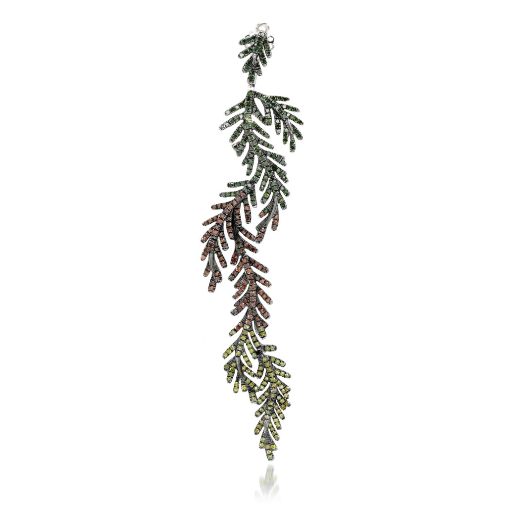 View full screen - View 1 of Lot 41. Treated coloured diamond earring, 'Reverie on the Vine'.