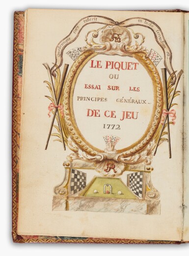 View full screen - View 1 of Lot 1. "A.D." | Manuscript of Le Piquet..., Paris, 1772, contemporary French red morocco gilt .