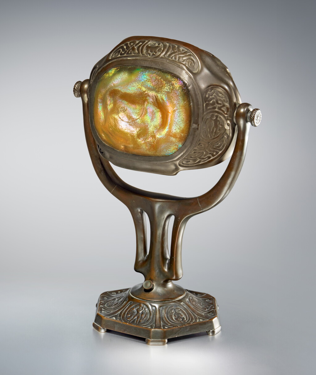 View full screen - View 1 of Lot 244. “Zodiac” Turtle-Back Tile Desk Lamp.