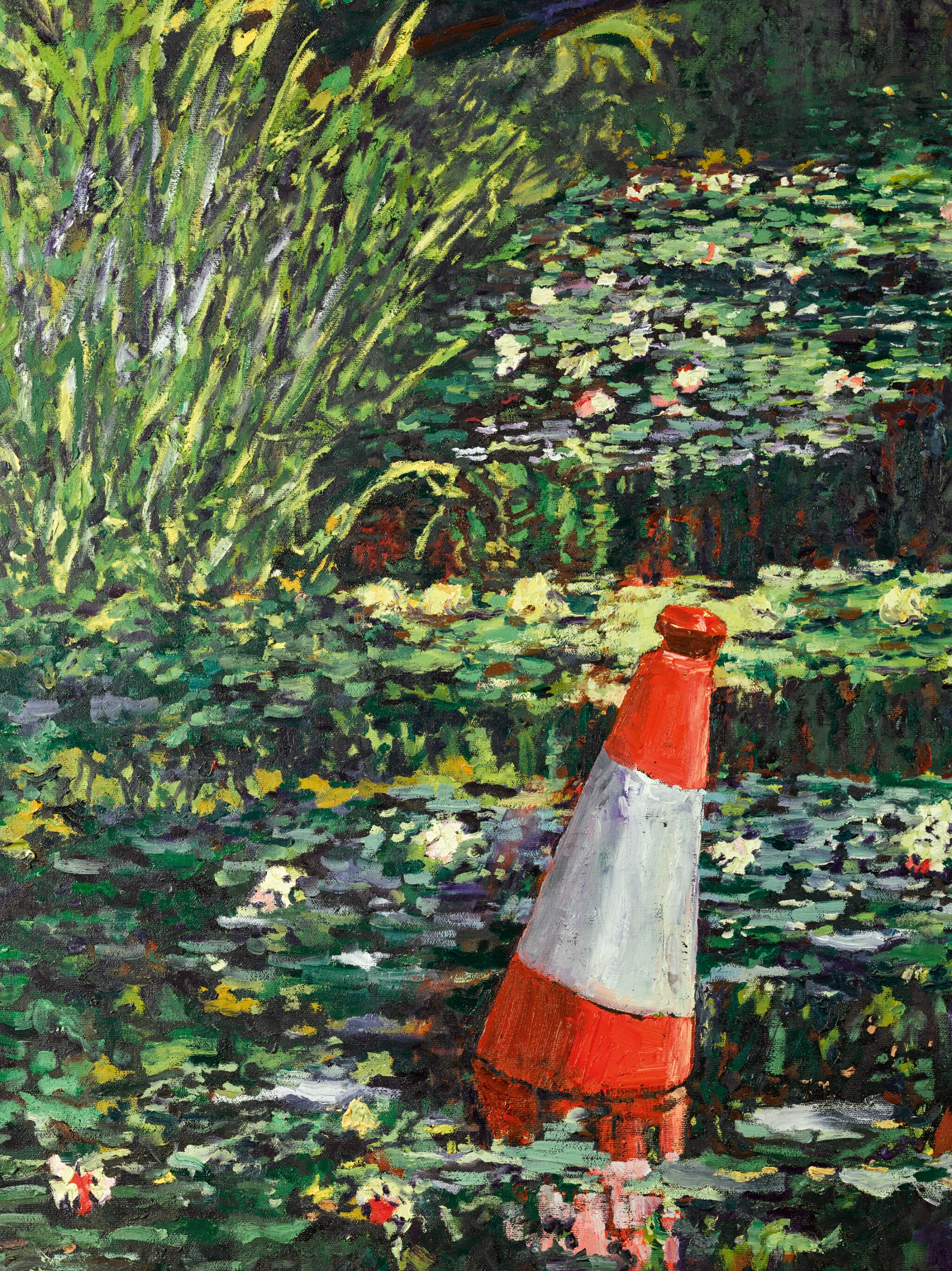 Détail de Show Me the Monet de Banksy, touche et surface peinte