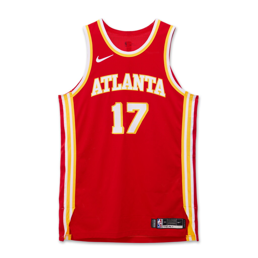 View full screen - View 1 of Lot 128. Onyeka Okongwu Atlanta Hawks 2023-2024 Game Issued Icon Edition Jersey.