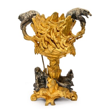 View full screen - View 1 of Lot 243. A Continental Gilt and Silvered Bronze Figural Bottle Cooler, Possibly Russian, late 19th Century.