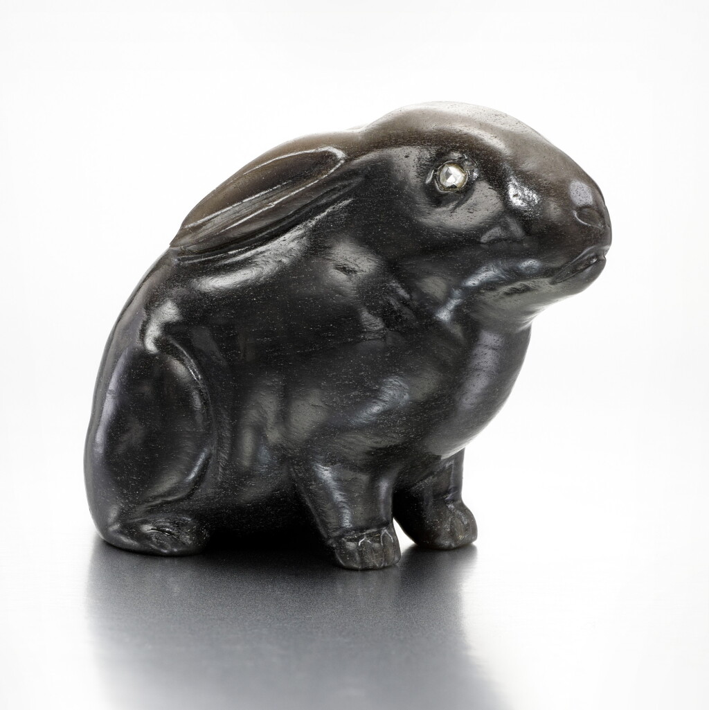 View full screen - View 1 of Lot 5. A FABERGÉ JEWELLED OBSIDIAN MODEL OF A RABBIT, ST PETERSBURG, CIRCA 1900.