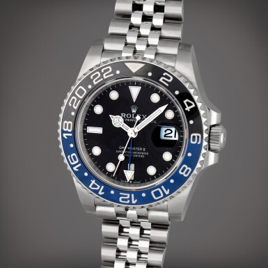 View full screen - View 1 of Lot 284. GMT-Master II 'Batgirl', Reference 126710BLNR | A stainless steel dual time zone wristwatch with date and bracelet | Circa 2022.