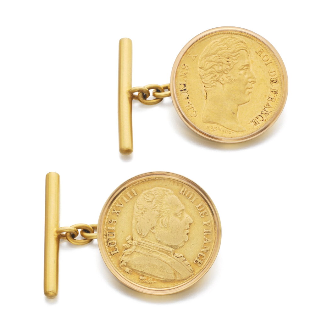 View full screen - View 1 of Lot 1005. Pair of gold cufflinks, circa 1900.