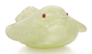 View full screen - View 1 of Lot 323. A FABERGÉ BOWENITE MODEL OF A SPARROW, CIRCA 1890.