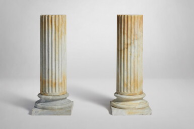 View full screen - View 1 of Lot 109. A Pair of Italian White Marble Fluted Columns, 19th Century.