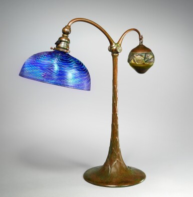View full screen - View 1 of Lot 210. A Rare Damascene Counter-Balance Table Lamp.