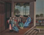 A Pair of China Trade Views of Interiors, Qing Dynasty, 19th Century | 清十九世紀 仕女庭院圖一對 設色紙本 鏡框