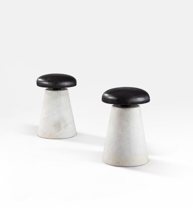View full screen - View 1 of Lot 94. Paire of stools | Paire de tabourets.