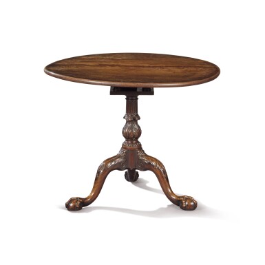 View full screen - View 1 of Lot 1629. A Late George II Carved Mahogany Birdcage-Action Tripod Table, Circa 1760.