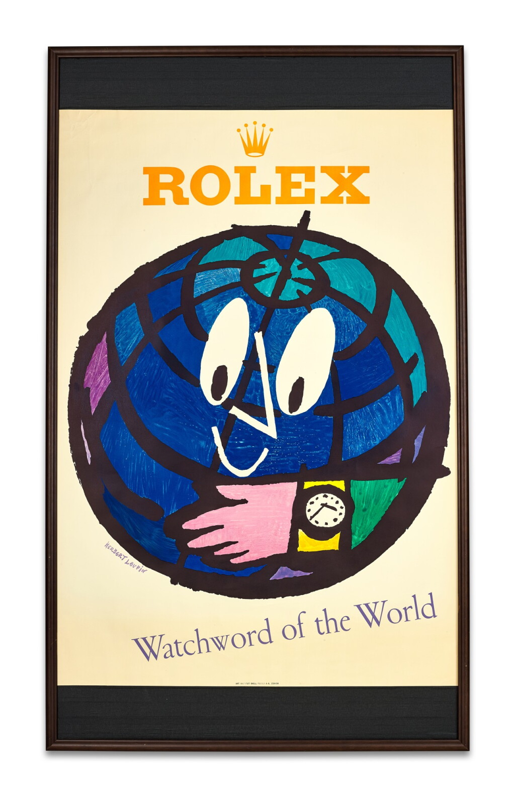 View full screen - View 1 of Lot 8109. ROLEX AND HERBERT LEUPIN, A LARGE ADVERTISING POSTER PRINTED BY WOLFSBERG-DRUCK, ZURICH, CIRCA 1952 .