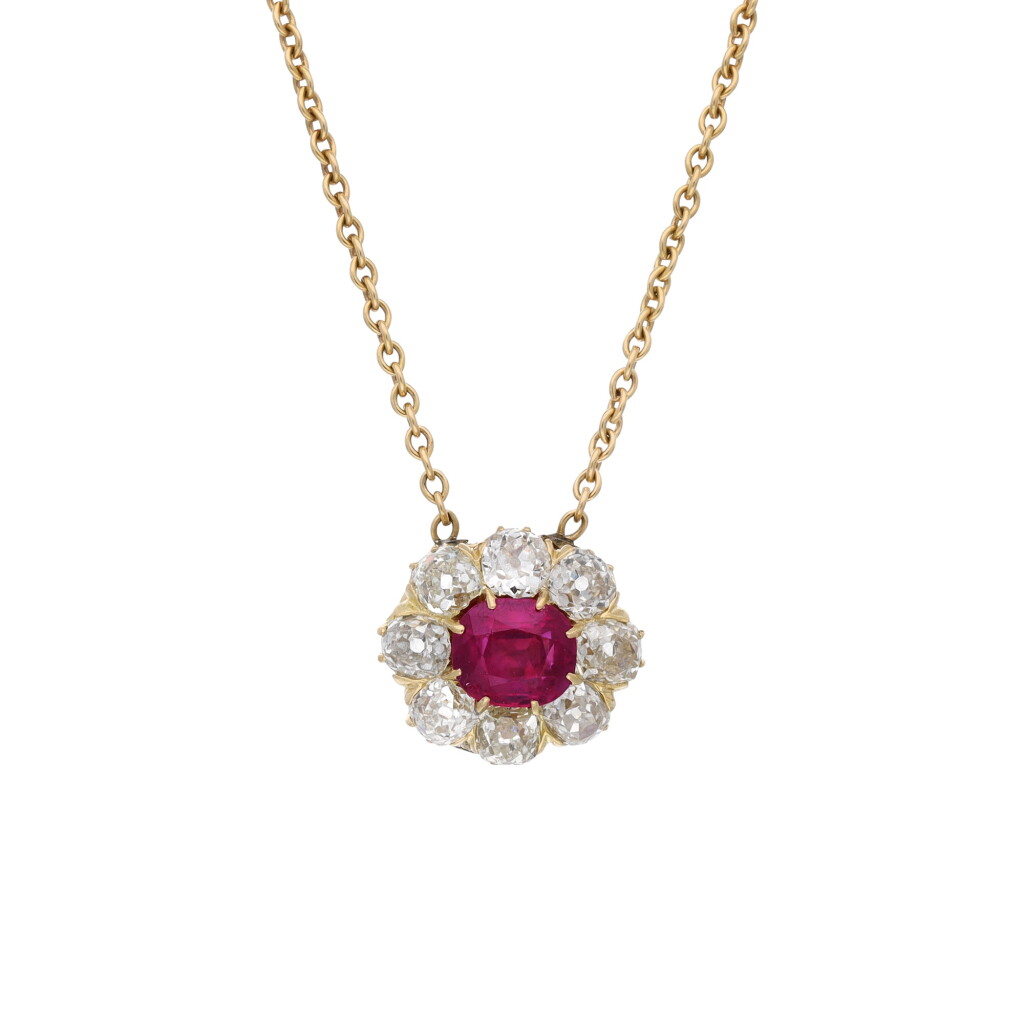 View full screen - View 1 of Lot 108. Ruby and diamond necklace .