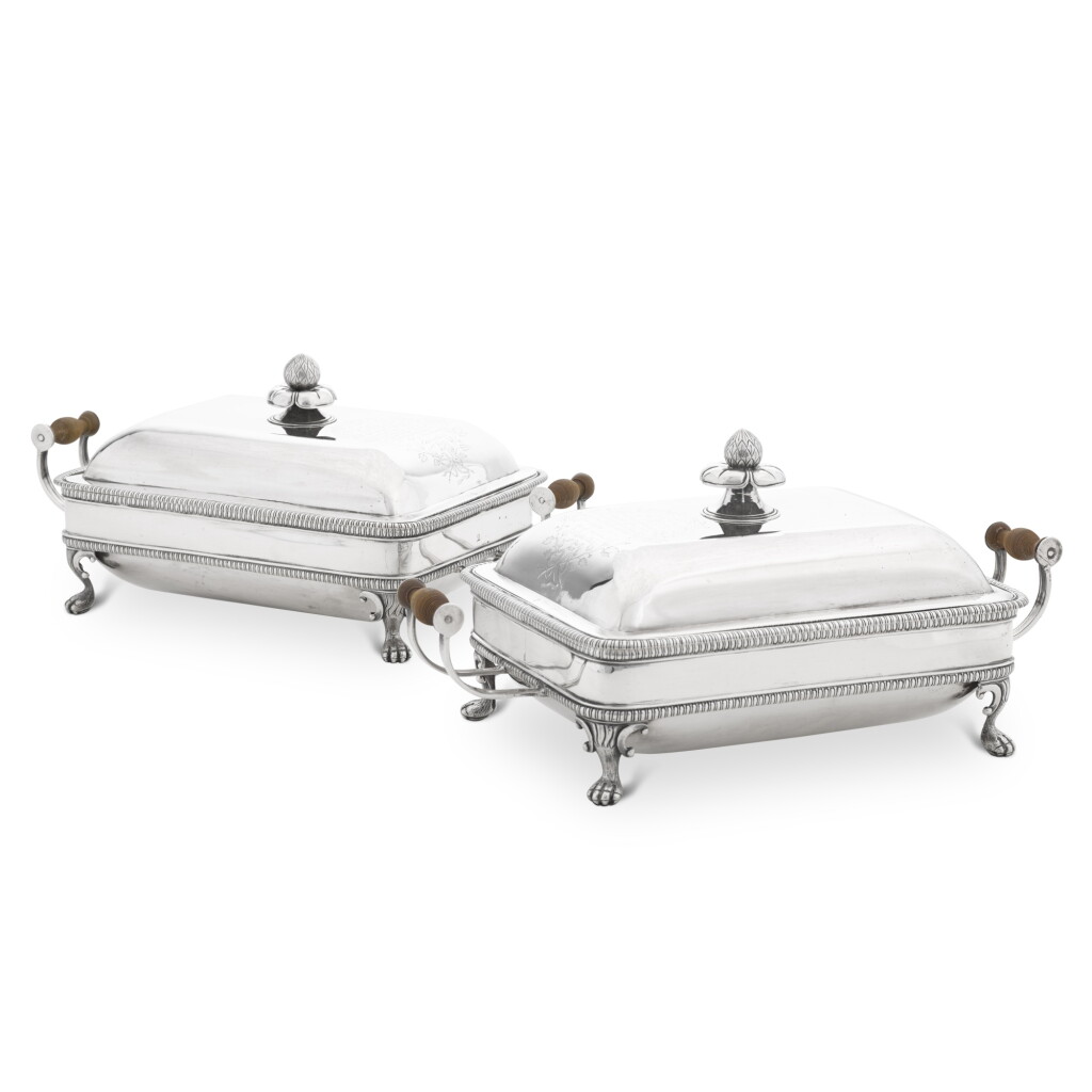 View full screen - View 1 of Lot 67. A pair of Indian Colonial silver entree dishes and stands, Robert Hamilton, Calcutta, circa 1812.