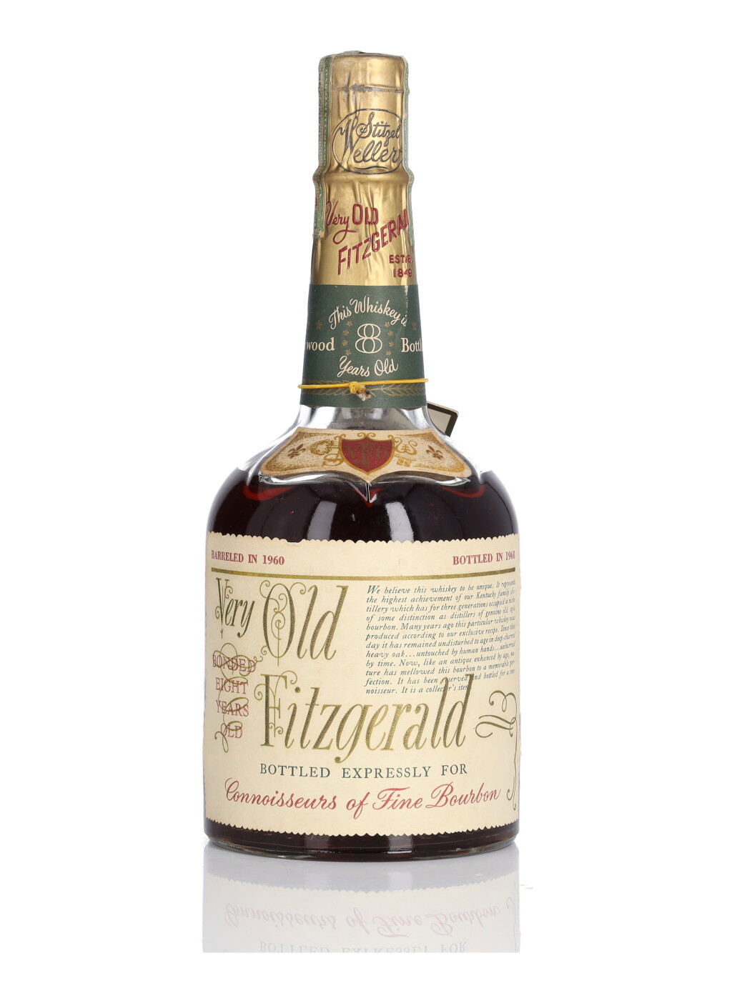 View full screen - View 1 of Lot 326. Very Old Fitzgerald 8 Year Old 100 Proof 1960 (1 Bottle 4/5 Quart).