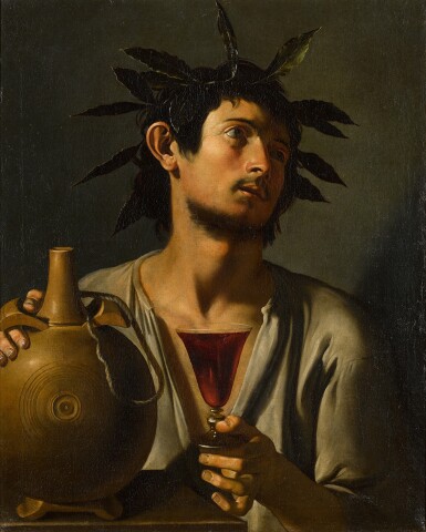 View full screen - View 1 of Lot 11. PSEUDO-TOMMASO SALINI | PORTRAIT OF A YOUNG MAN AS BACCHUS .