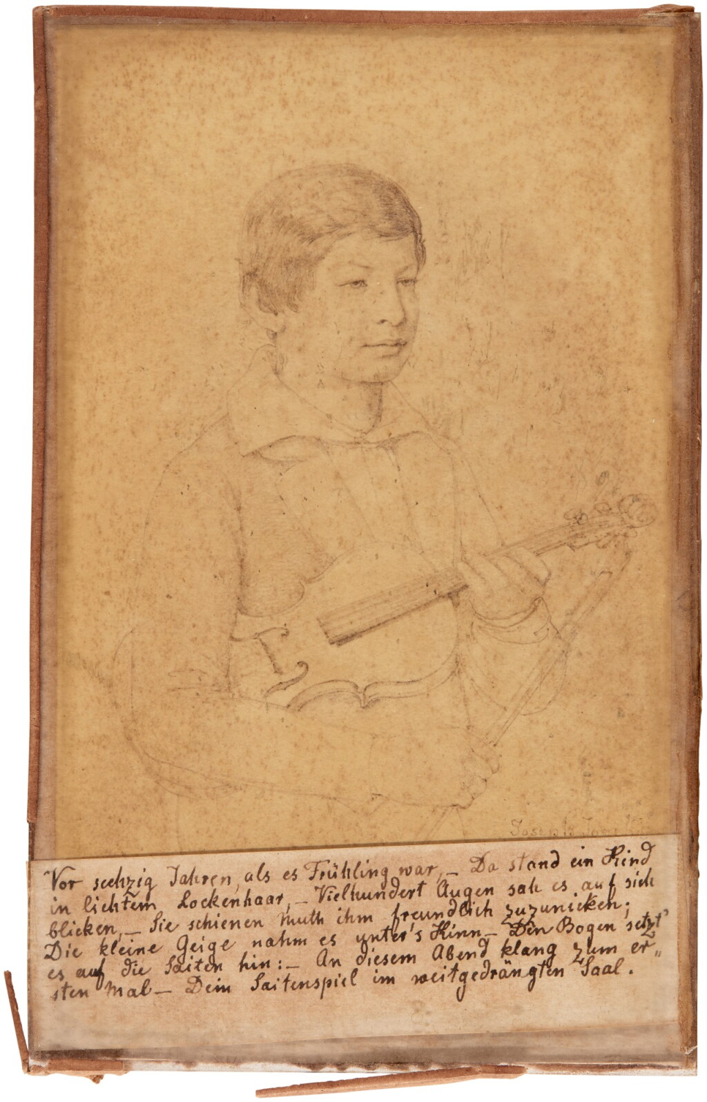View full screen - View 1 of Lot 49. J. Joachim. Portrait of the twelve-year-old violinist by Suzette Hauptmann, 1843.