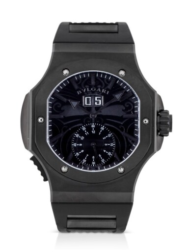 View full screen - View 1 of Lot 105. BULGARI | ENDURER CHRONOSPRINT ALL BLACKS, REF BRE 56 SB CHS/AB BLACK DLC-COATED STAINLESS STEEL CHRONOGRAPH WRISTWATCH WITH DATE CIRCA 2012.