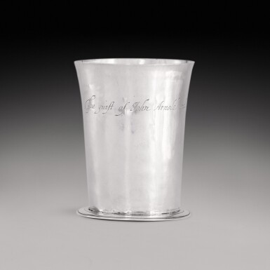 View full screen - View 1 of Lot 340. A Commonwealth silver beaker, maker's mark JB (see Jackson's, 1989, p.123), circa 1654.