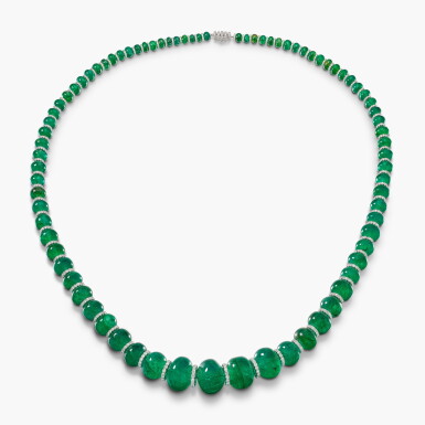View full screen - View 1 of Lot 1738. Emerald and Diamond Necklace |「巴西」祖母綠 配 鑽石 項鏈.