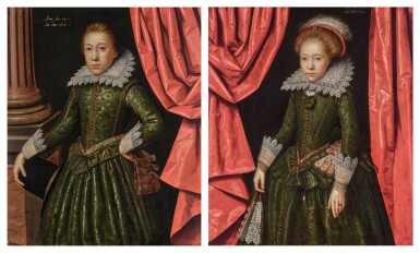 View full screen - View 1 of Lot 11. Portraits of Elizabeth de Ligne and Her Brother, Erasmus II de la Fontaine.
