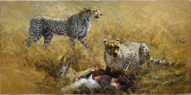 View full screen - View 1 of Lot 62. DAVID SHEPHERD | CHEETAHS IN THE SERENGETI.