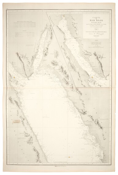 View full screen - View 1 of Lot 129. Red Sea | 4-sheet chart of the Red Sea, 1869.