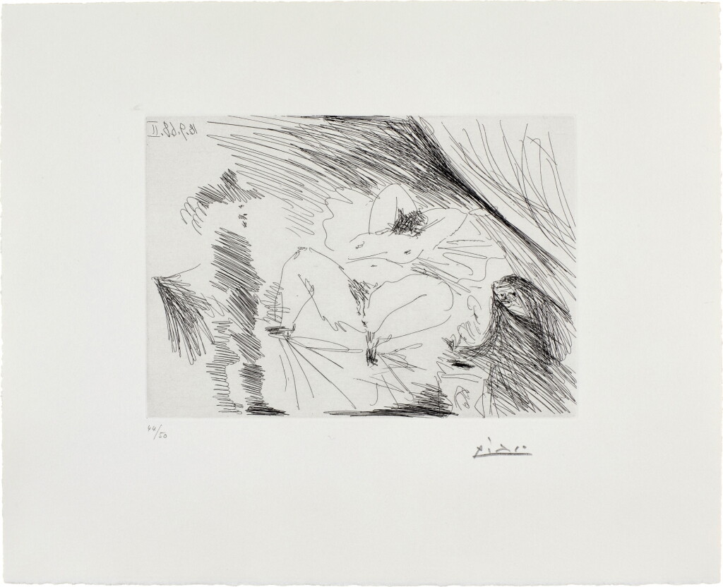 View full screen - View 1 of Lot 169. Jeune femme au lit, Célestine et gentilhomme, from Séries 347 (B. 1802; Ba. 1819).