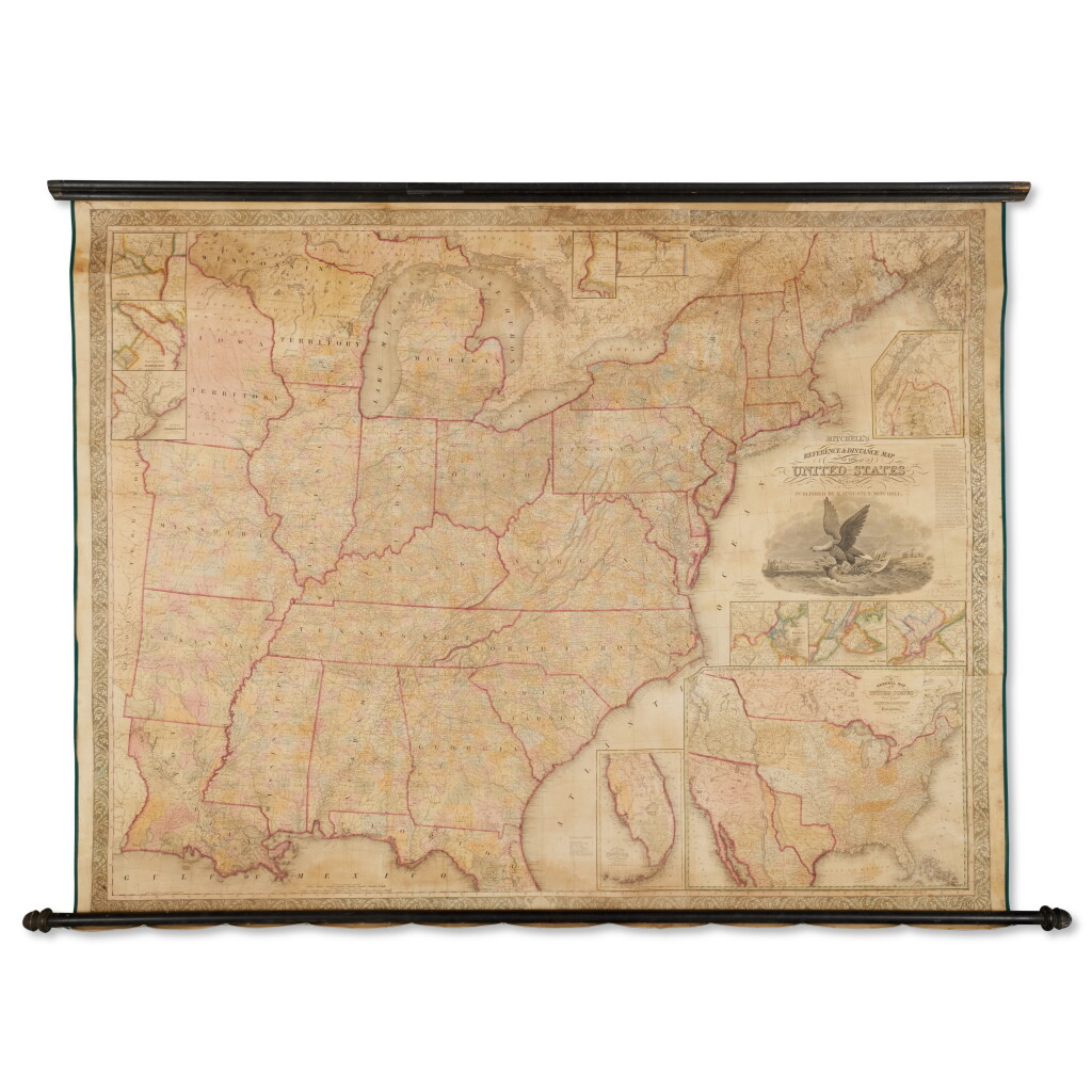 View full screen - View 1 of Lot 1066. Mitchell, S. Augustus | An impressive wall map of the United States.