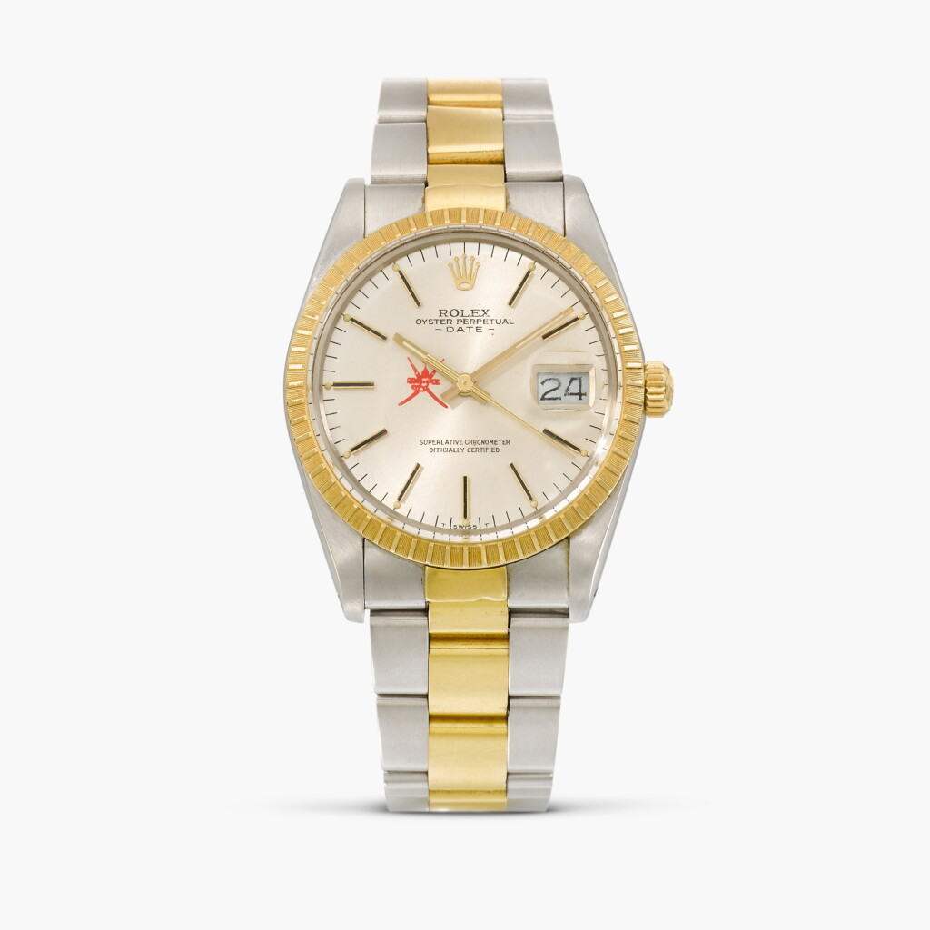 View full screen - View 1 of Lot 39. Date 'Khanjar', Reference 15053 | A stainless steel and yellow gold wristwatch with date and bracelet | Circa 1986.