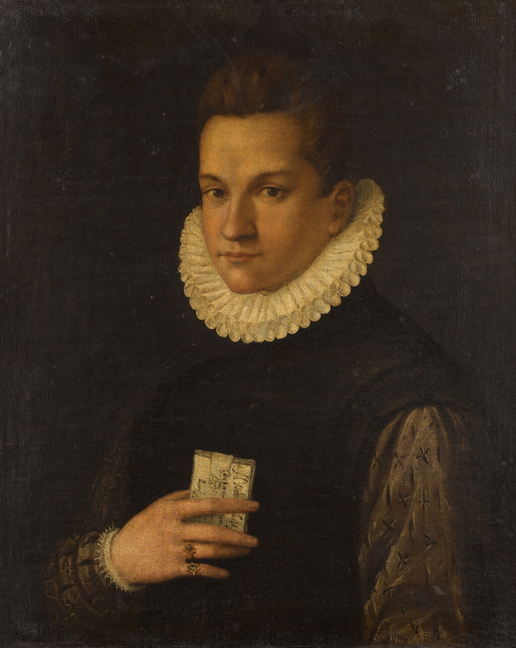 View full screen - View 1 of Lot 42. Portrait of a young man holding a letter.