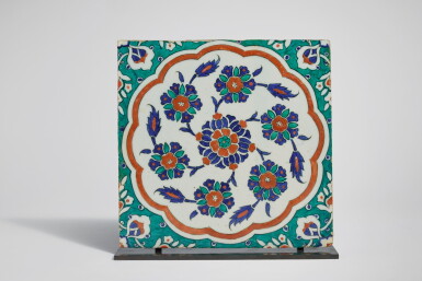 View full screen - View 1 of Lot 576. An Iznik Pottery Tile, Turkey, circa 1585.
