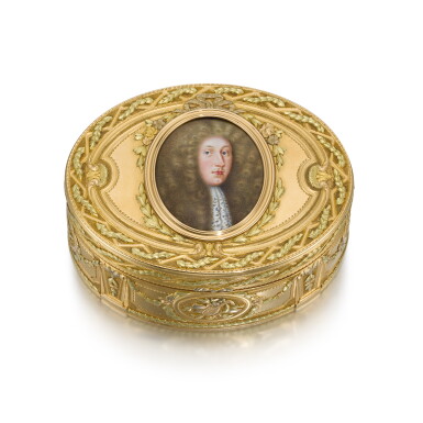 View full screen - View 1 of Lot 46. A three-colour gold and enamel portrait snuff box, Paris, 1779.