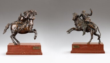 View full screen - View 1 of Lot 137. A pair of bronzes groups depicting Nesuss abducting Deianeira after Giambologna and the Rape of Europe | Nessus enlevant Déjanire d'après Giambologna et l'Enlèvement d'Europe.