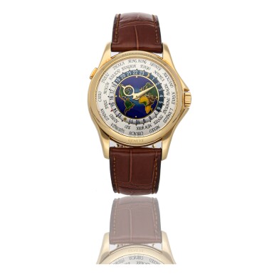 View full screen - View 1 of Lot 303. PATEK PHILIPPE | REF 5131J, A YELLOW GOLD AUTOMATIC WORLD TIME WRISTWATCH WITH CLOISONNE DIAL CIRCA 2011.