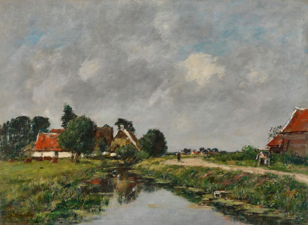 Voir en plein écran - Voir 1 du lot 507. Hameau et rivière aux environs de Dunkerque.