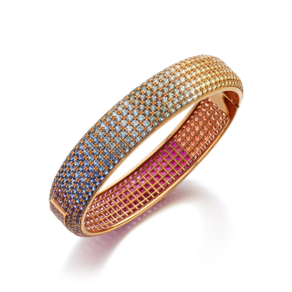 View full screen - View 1 of Lot 866. Coloured Sapphire ‘Rainbow’ Bangle.