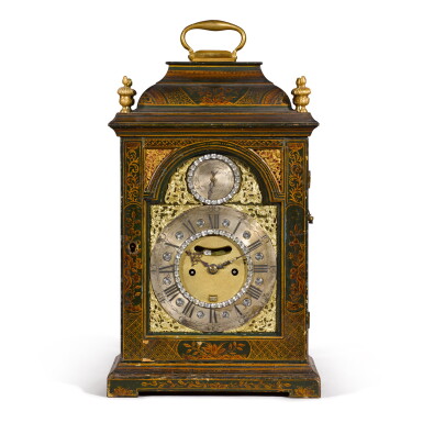 View full screen - View 1 of Lot 26. A George II green japanned quarter repeating table clock, Daniel Torin, London, circa 1750.