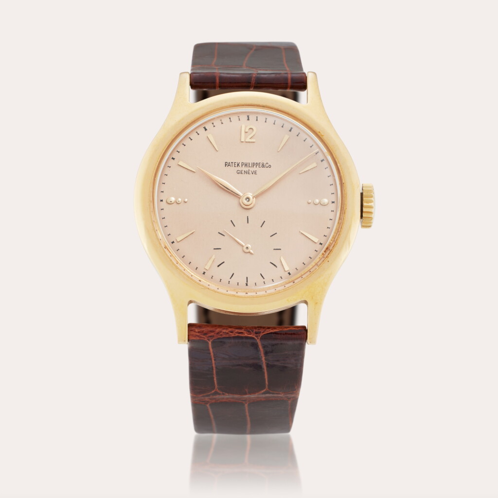 View full screen - View 1 of Lot 193. Reference 565 Calatrava 'Pink on Pink' | A pink gold wristwatch, Made in 1947.